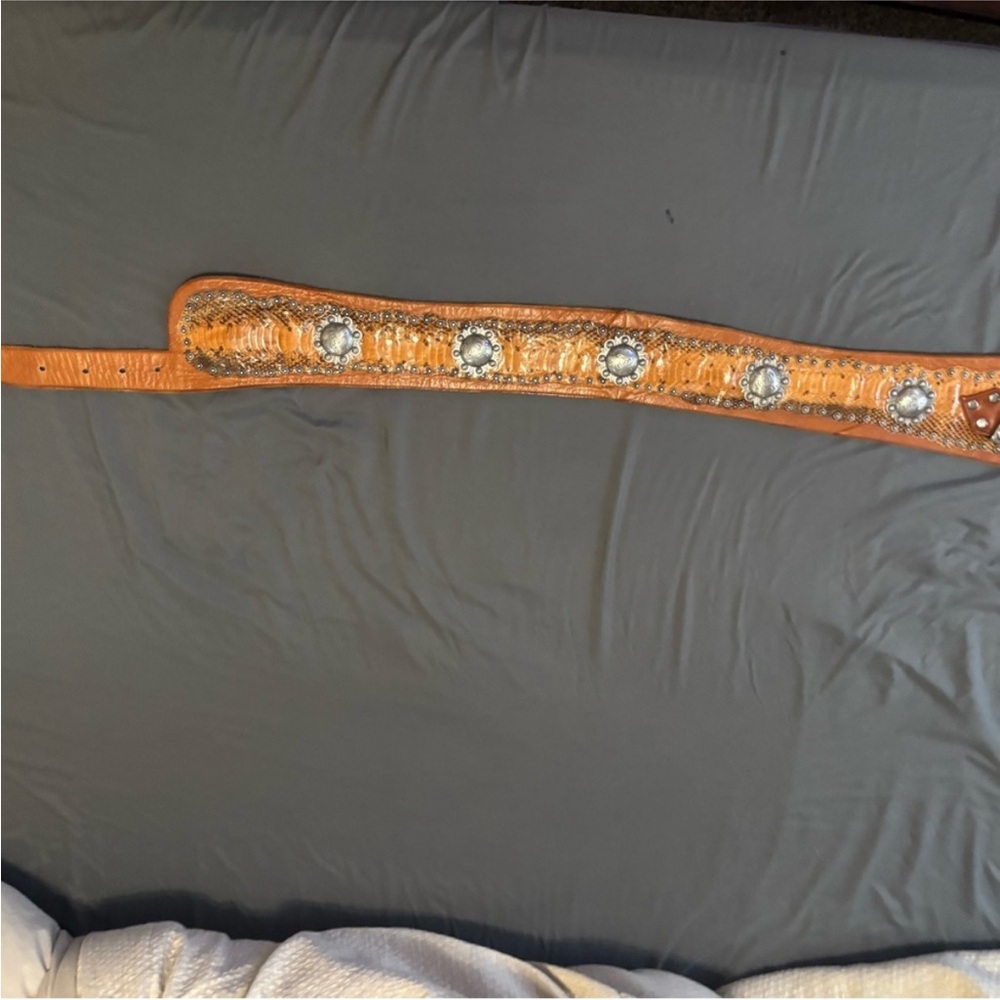 Tribe America Gold Leather Belt